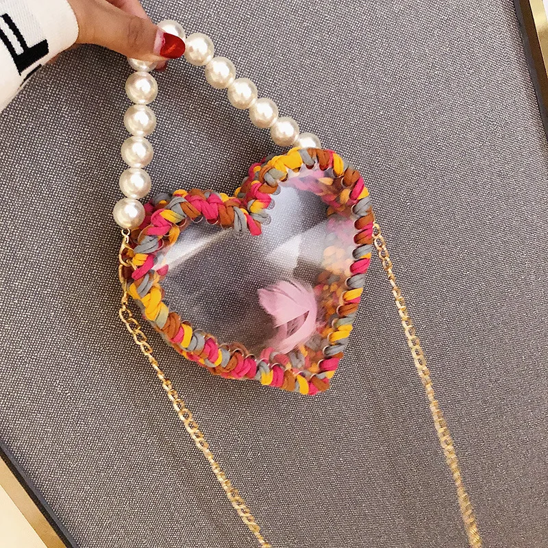 

Transparent Women's Bag 2019 New Knitted Pearl 100 Handbag Fashion Single Shoulder Slant Bag Fashion Bag