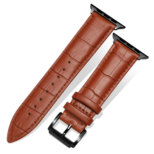 brown black Кожаный ремешок для apple watch, ремешок 44 мм, 40 мм, 42 мм, 38 мм, браслет, ремешок для часов correa apple iwatch 4, 5, 3, 2, аксессуары для часов - Цвет ремешка: brown black