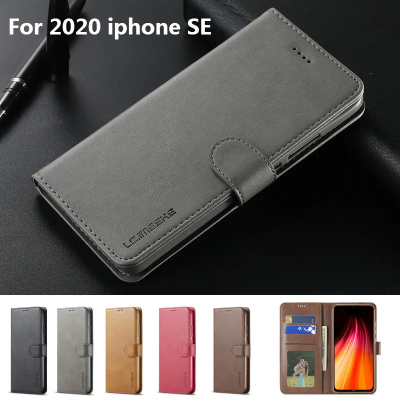 Кожаный чехол для iphone Se откидной Магнитный телефона SE 2020 кожаный винтажный