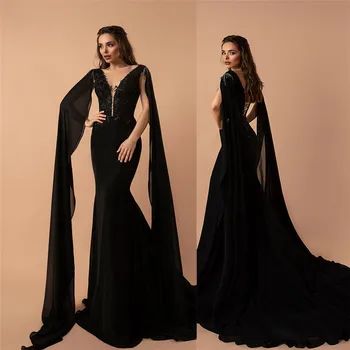 

Sexy V-Neck Mermaid Prom Dresses Lace Appliques Natural Waistline Custom Made Beading Women Evening Party Gowns Maxi Dress