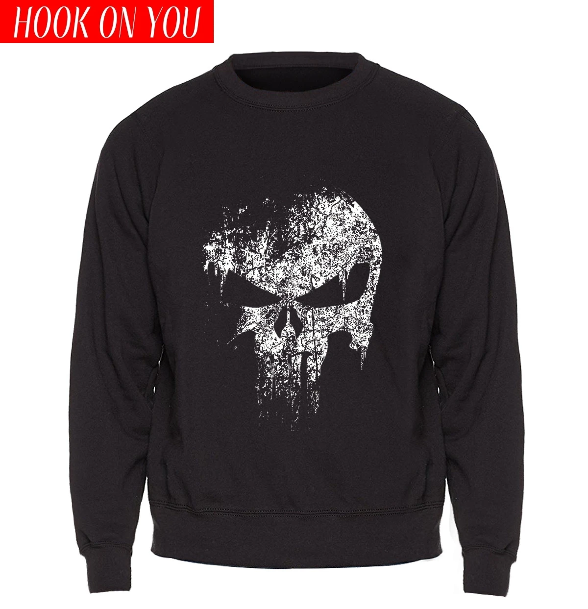 Skull Sweatshirt Men Print New Comics Supper Hero Hoodie Black Sweatshirts Fleece Warm Hip Hop Streetwear Mens | Мужская одежда