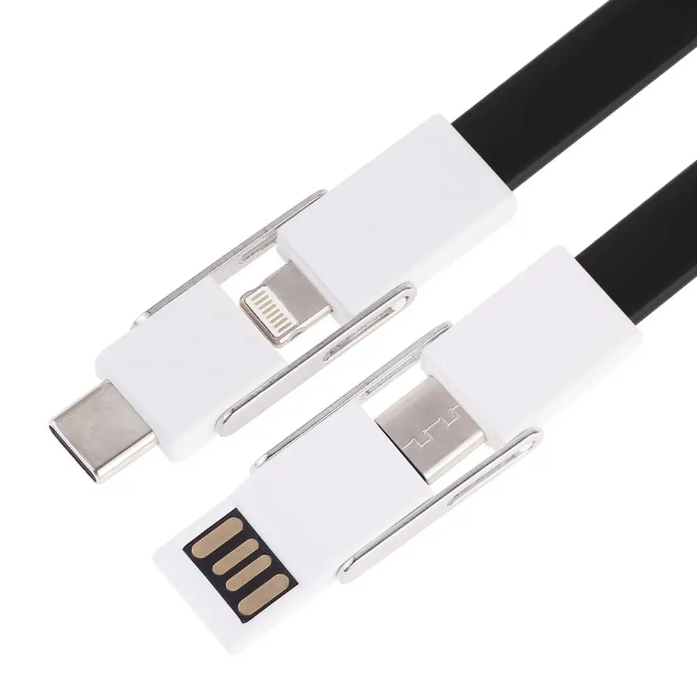 USB кабель для передачи данных/зарядного устройства 4 в 1 USB на 2 x USB-C/type-C+ 8Pin+ Micro USB Магнитный зарядный и кабель для передачи данных с брелком