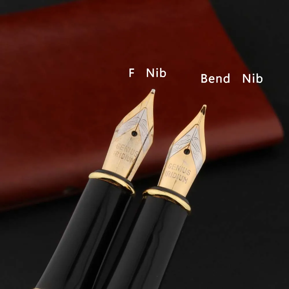 High Quality Metal 388 Fountain Pen Business Black Golden Student Stationery Office School Supplies Gift Ink Pens