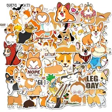 Corgi – autocollant de Graffiti en PVC, 50 pièces, accessoire esthétique de Scrapbooking, pour ordinateur portable, téléphone, enfant