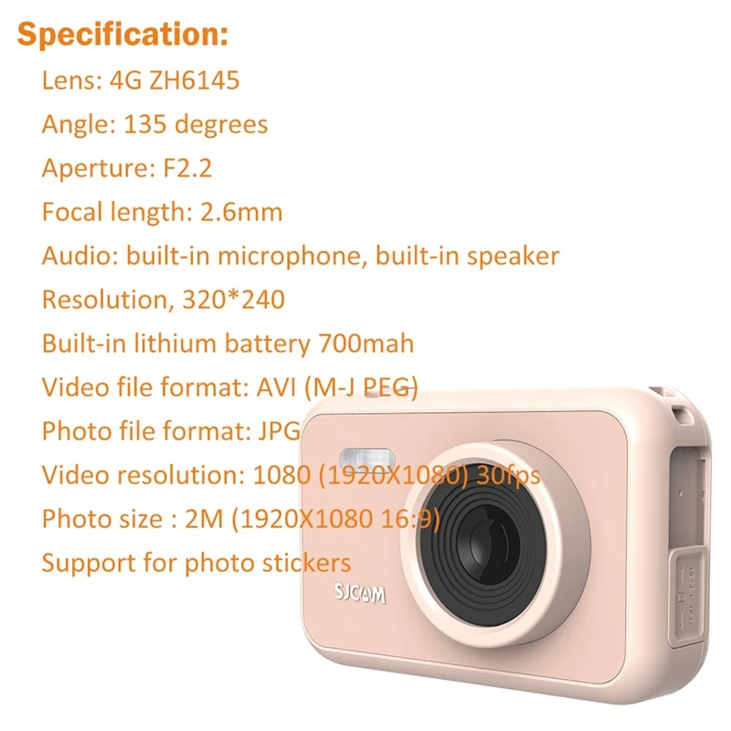 FFYY-SJCAM Children'S Camera 1080P Colorful Action Camera HD Children'S Camera Sticker Entertainment Children'S Camera Birthday