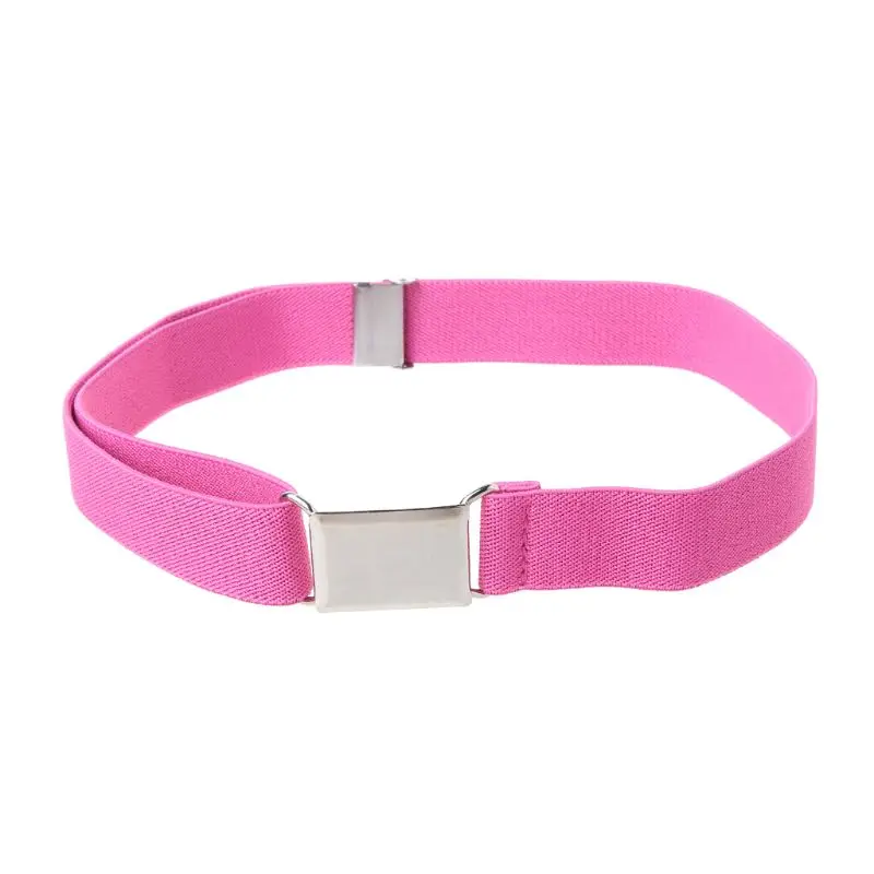 Hot Pink Детские однотонные тканевые ремни унисекс для мальчиков и девочек; Эластичный регулируемый ремень; LX9E - Цвет: Hot Pink