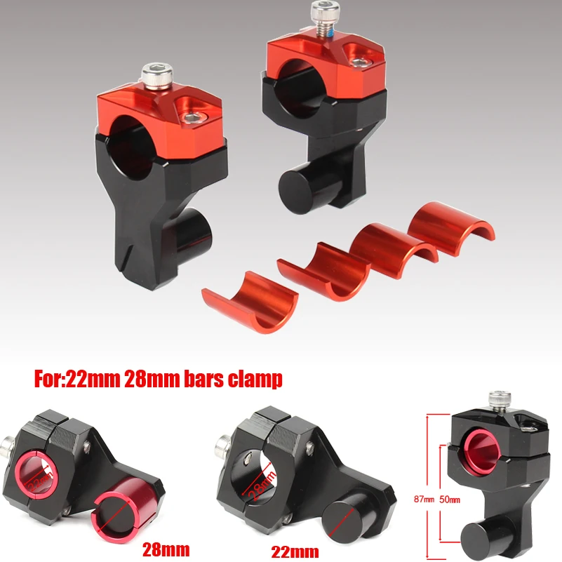 CNC алюминиевый руль для мотоцикла Pit Dirt Bike Fat Bar адаптер крепление на руль Riser Clamp 7/" до 1 1/8 22 мм до 28 мм