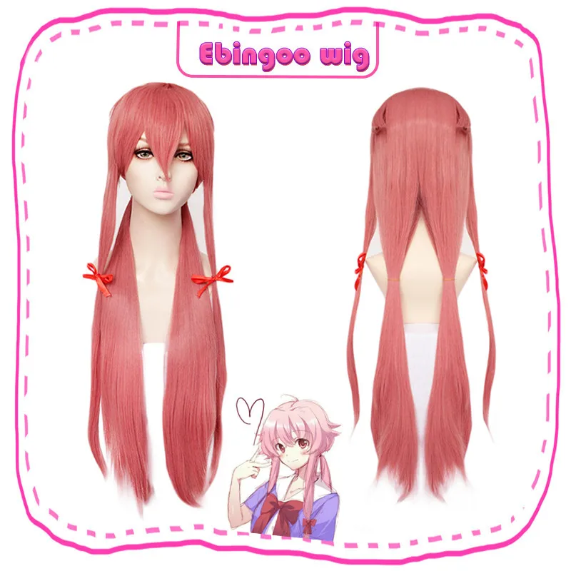 Ebingoo дневник будущего Mirai Nikki Gasai Yuno синтетический парик для косплея длинный прямой розовый костюм для Хэллоуина - Цвет: DM1611011