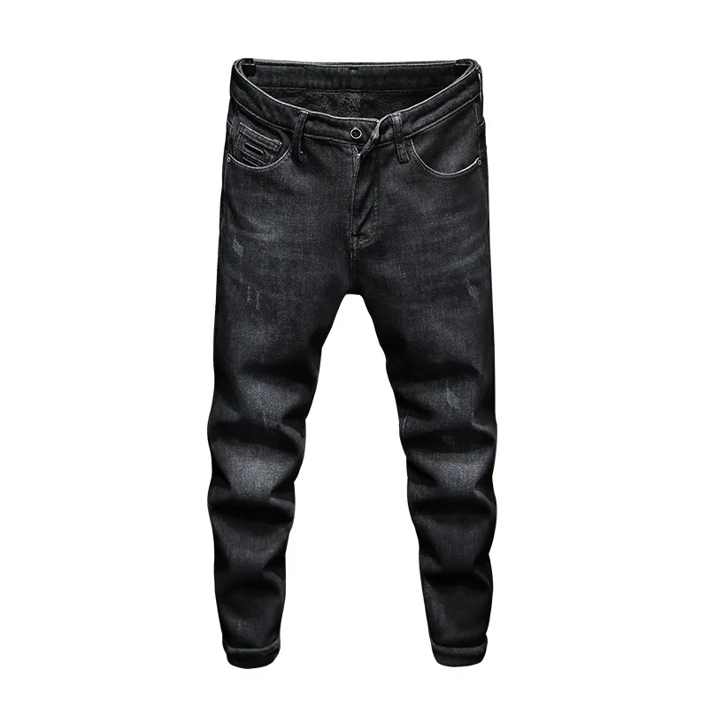 

Мужские черные бархатные Утепленные зимние джинсы в классическом стиле модные корейские усовершенствованные эластичные джинсовые брюки мужские Брендовые брюки
