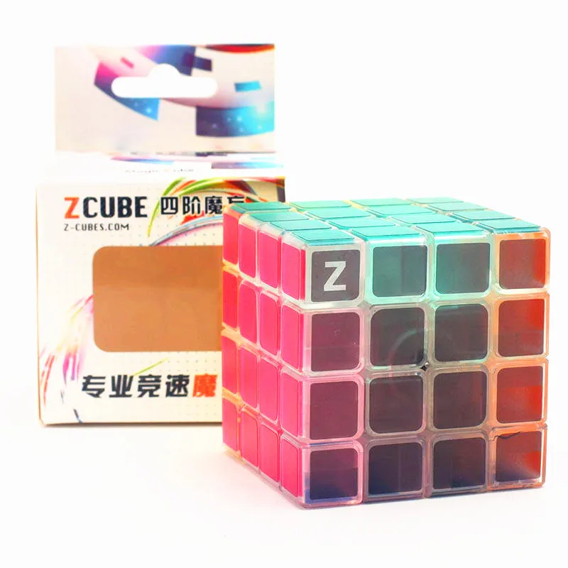 Pink Sticker Zcube прозрачный 4x4x4 обучающий магический куб безопасный ABS Ультра-гладкий 4x4 скоростной Головоломка Куб детские игрушки подарок - Цвет: Pink Sticker
