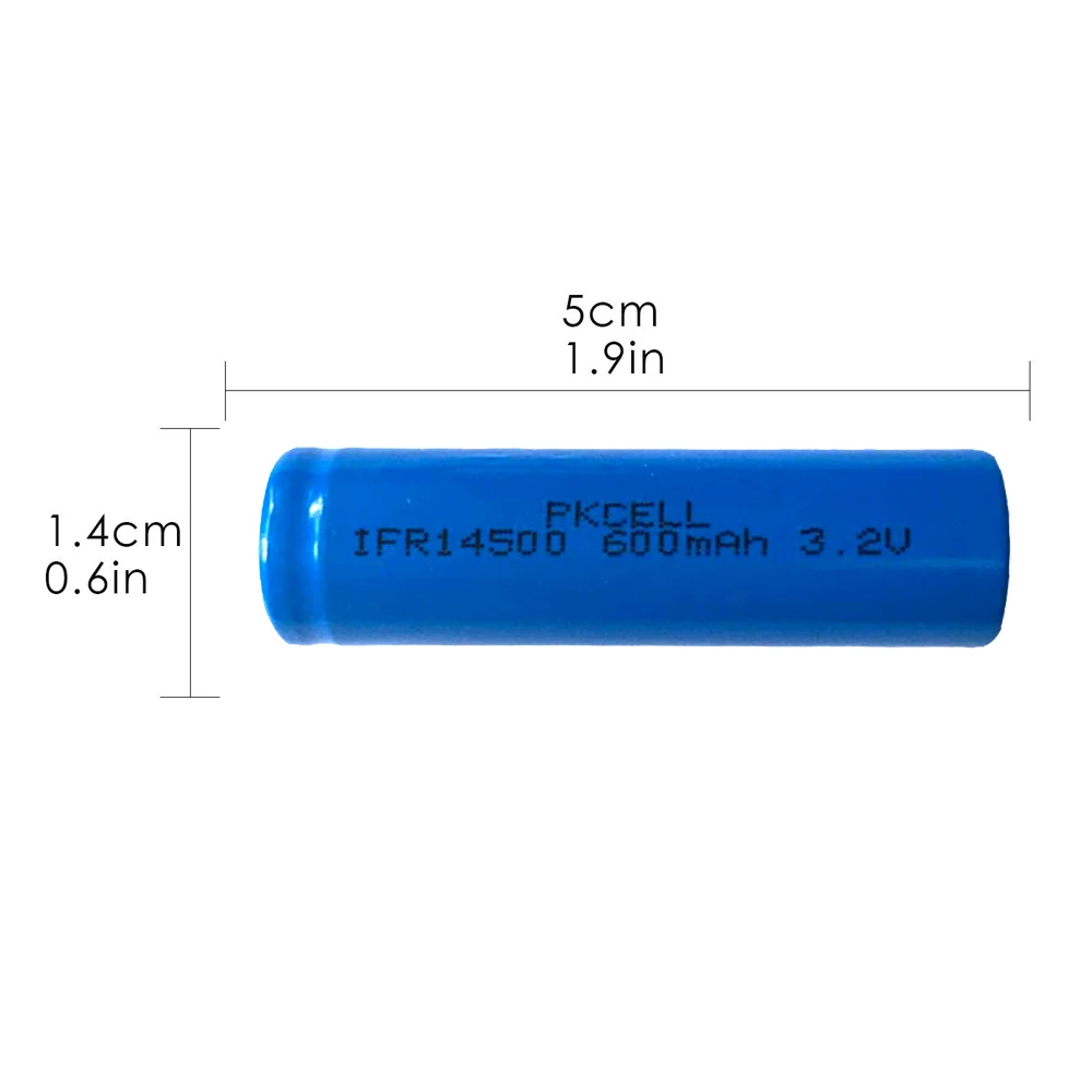4Pcs/Lot PKCELL IFR14500 14500 600mAh AA 3.2V Lithium iron phosphate power battery rechargeable batteries for Electric Shaver
