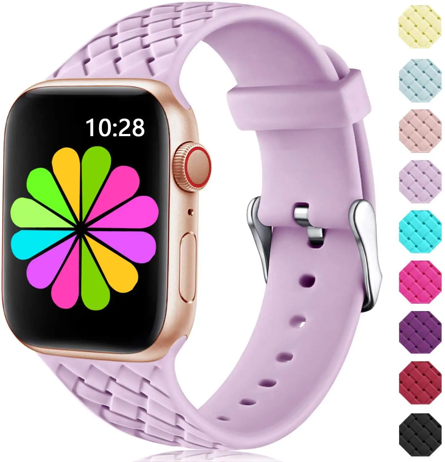 Мягкие силиконовые iwatch полосы для Apple Watch 38 мм 42 мм 40 мм 44 мм женские пряжки плетение узор браслет для iWatch серии 5 4 3 2 1