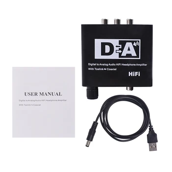 

Digital to Analog Audio Converter HiFi 3.5mm Headphone Amplifier Toslink Optical Coaxial Output 192kHz/24bit