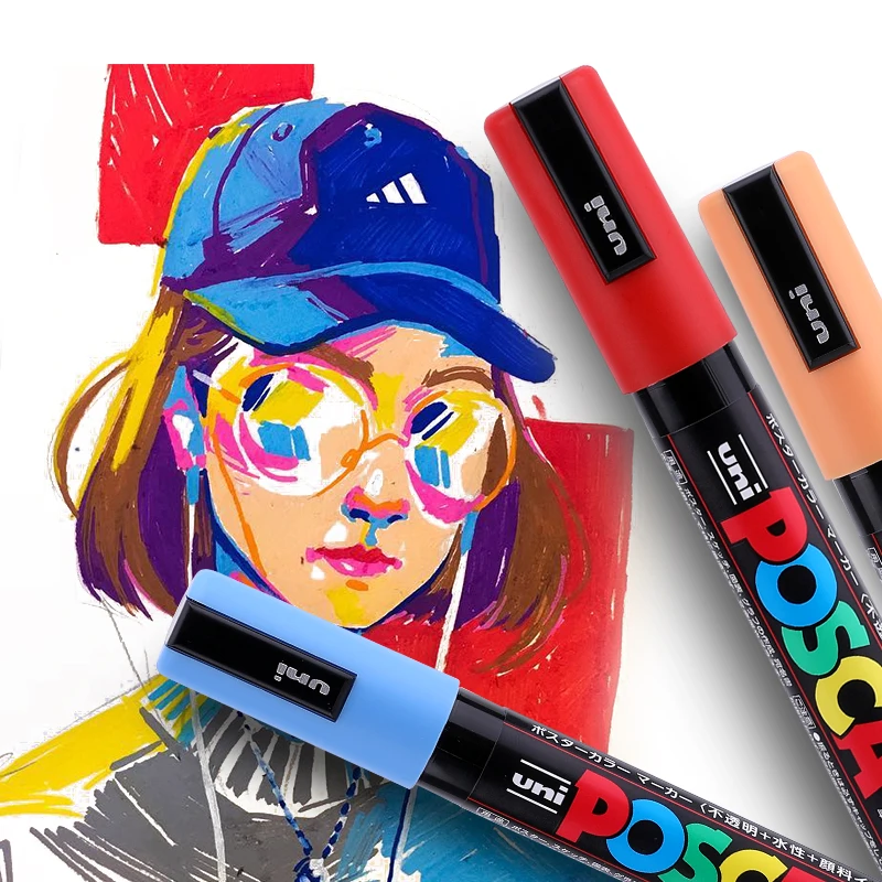 8 Colors Set Mitsubishi Uni Posca PC-1M Paint Marker-Extra Fine Bullet Tip-0.7mm 8 colors Art Markers Office & School Supplies