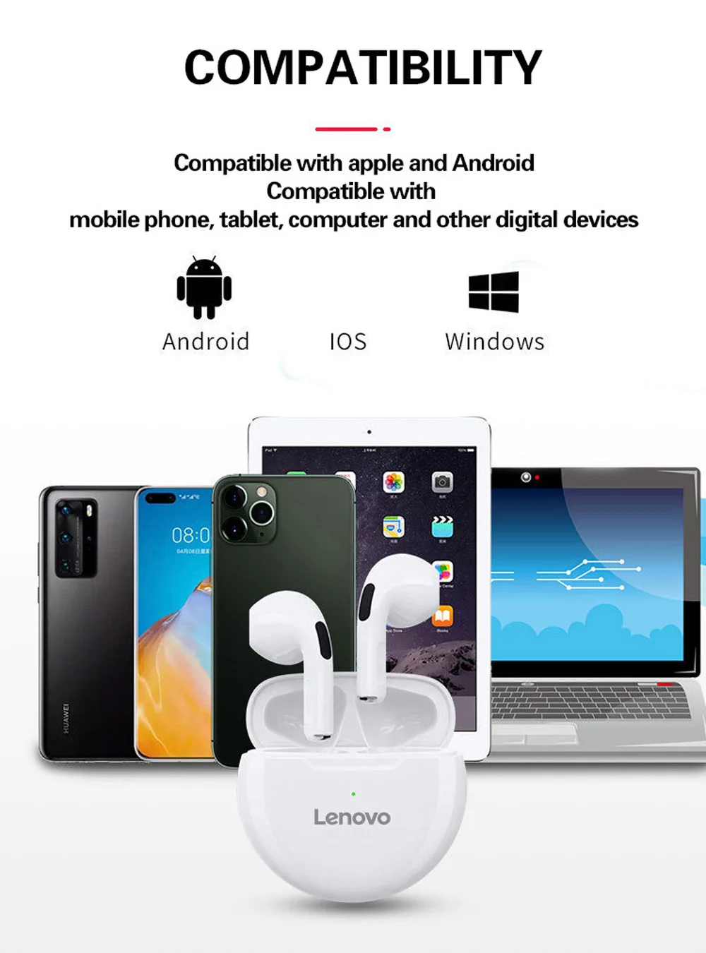 Lenovo HT38 True Wireless Bluetooth Earbuds 7