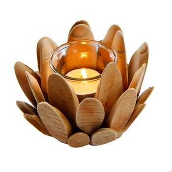 

Wooden Concise Candlestick Lotus Candelabra for Wedding Party Dinner Holiday Party Decoration Candle Holders