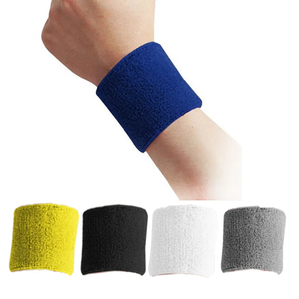 

1 pair Blue Unisex Terry Polyester Sweatband Sports Wrist Tennis Yoga Sweat WristBand Sports Safety Wrist Support