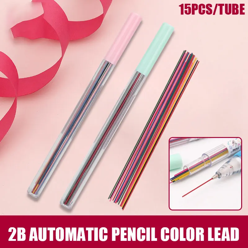 

Mechanical Pencil Lead 15Pcs/Box 0.5 /0.7 Mm Colorful Writting Drawing Durable Office Sketching Student School Supplies