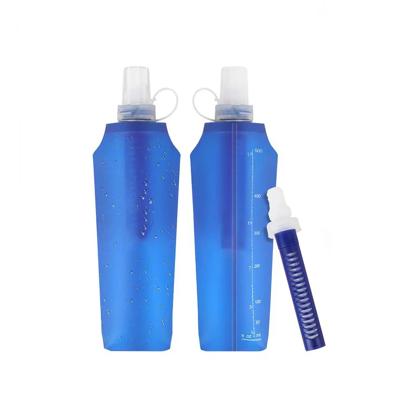 휴대용 정수기 필터 가방 필터 병 brita Collapsible 소프트 플라스크 (500ml) 실행, 배낭 필터와 함께