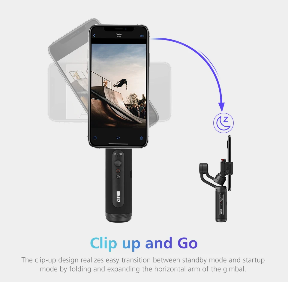  Zhiyun Smooth Q2 Truly Pocket-Size Portable 3-Axis Smartphone Handheld Gimbal for iPhone 11 Pro Max