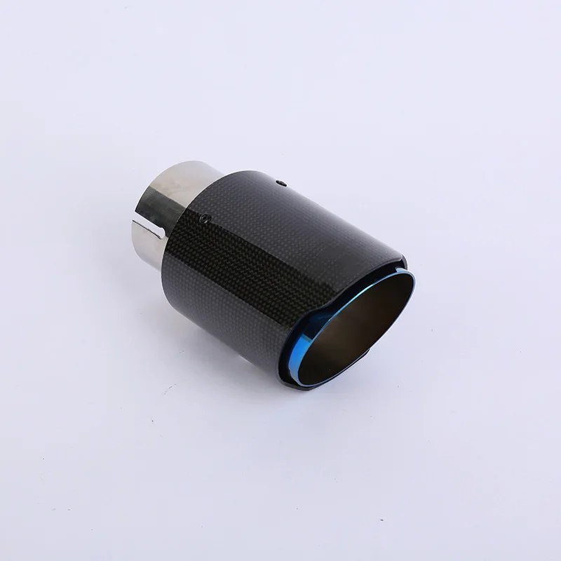 

63mm - 89mm Glossy Carbon Fiber Exhaust Tips Universal Car Exhaust Pipe Blue