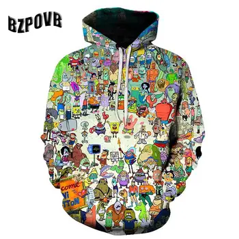 

Multicolor Spongebob Squarepants HD 3D Print Mens Womens Hoodies Sweatshirts Kawaii Spongebob Cartoon Hoodie S-6XL