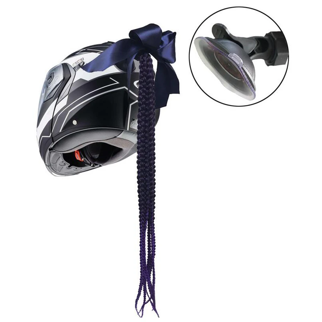 1 Piece Motorcycle Helmet Braids Woman Braids Ponytail For Motorbike Helmets Twist Dual Pigtail With Sucker Bow