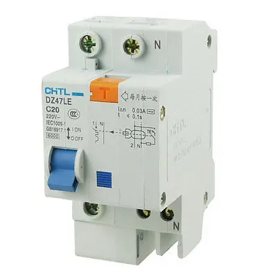 

DZ47LE 1 Pole Miniature ELCB Earth Leakage Circuit Breaker AC 220V 20A
