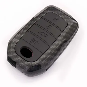 

Silicone Carbon Fiber keyforb case cover shell FOB For Toyota Miral Fortuner Rav4 Highlander Crown 4 Buttons Smart