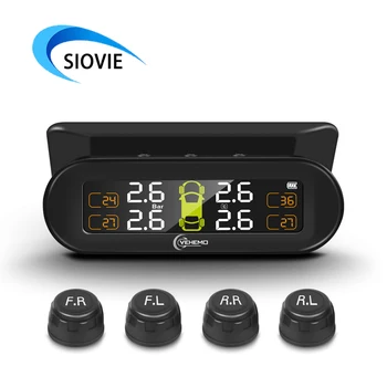 

SIOVIE HD Digital LCD Universal Wireless TPMS Tire Pressure Alarm External Sensor TMPS Gauge Anti-Explosion Car Electronics