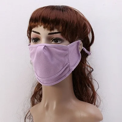 Purple Women Thin Ice Silk Breathable Mouth mask riding mask Sunscreen Face Mask - Цвет: Purple