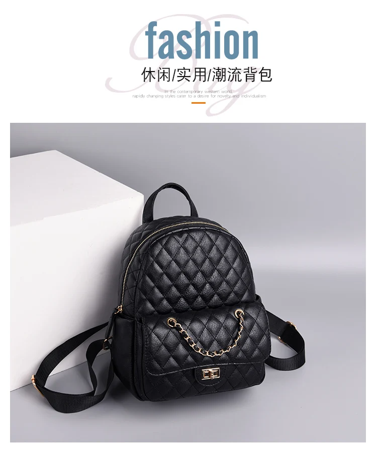 Женский рюкзак из искусственной кожи, сумка на плечо с цепочками, mochila feminina mujer, рюкзак для ноутбука, дорожная Большая вместительная школьная сумка для девочек