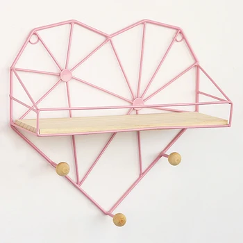 

1 Pc Heart Shape Storage Holder Rack Organizer Bracket Wall Shelf Iron Grid Photo Creative Home Decor