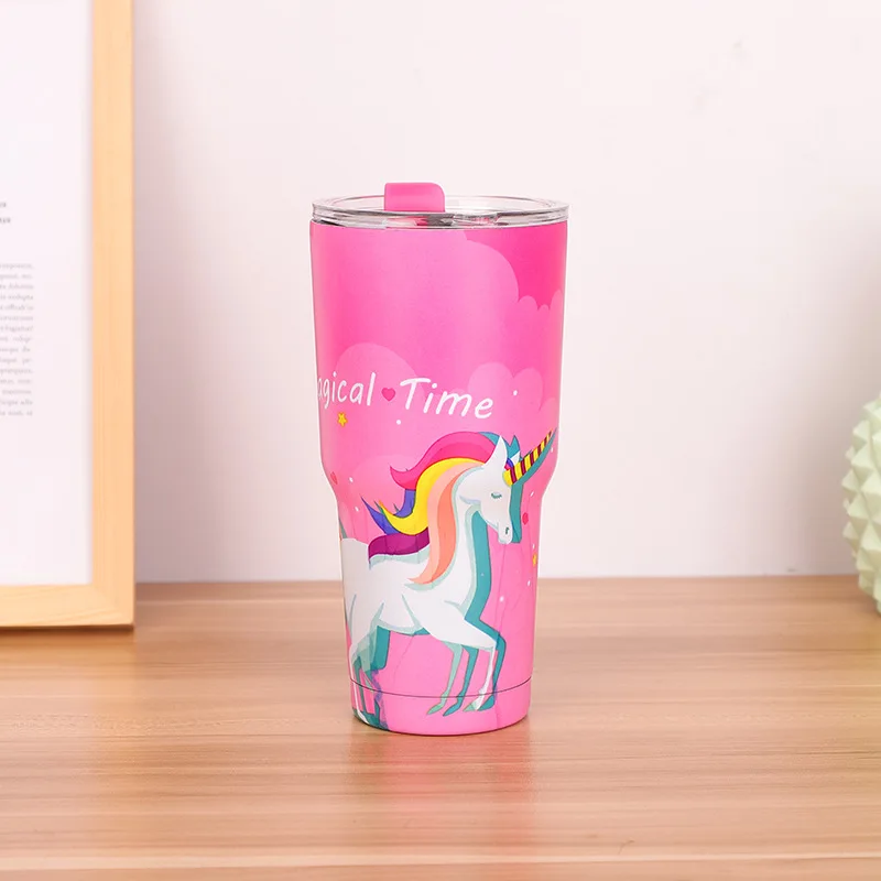 Travel Mug 20 30 OZ Tumbler Stainless Steel Double Wall Vacuum Insulated Mugs 30oz Coffee Cup Outdoor Beer Water Tea Coffee Mugs - Цвет: unicorn 2