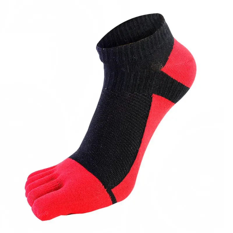 1 Pair Sports Socks Men women Comfortable Thin Five-finger socks Section Short Splicing Mesh Stitching Color Cotton Socks - Цвет: Черный