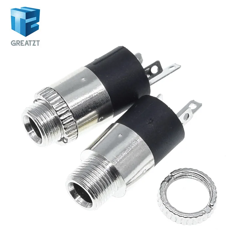 GREATZT 10Pcs PJ392 3.5MM Stereo Female Sockect Jack with Screw 3.5 Audio Headphone Connector PJ-392 Cylindrical Socket | Электронные