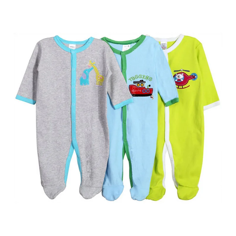Winter Baby Clothes Cotton Baby Footie Infant Newborn Boy and Girl Pajamas Soft 3pc/lot Long Sleeve Boys Clothes