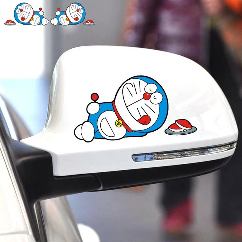 

Pelly Piggy 2pcs/lot Lovely Doraemon Sleep on a Tam-tam Sticker Car Rear Mirror Car Door Decorative Sticker for Laptop/Auto