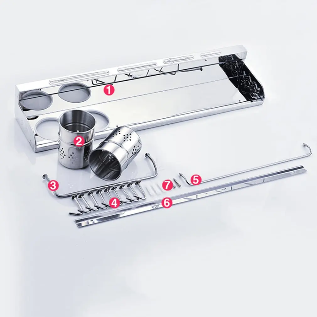 Kitchen Multifunctional Wall Shelf Stainless Steel Storage Rack