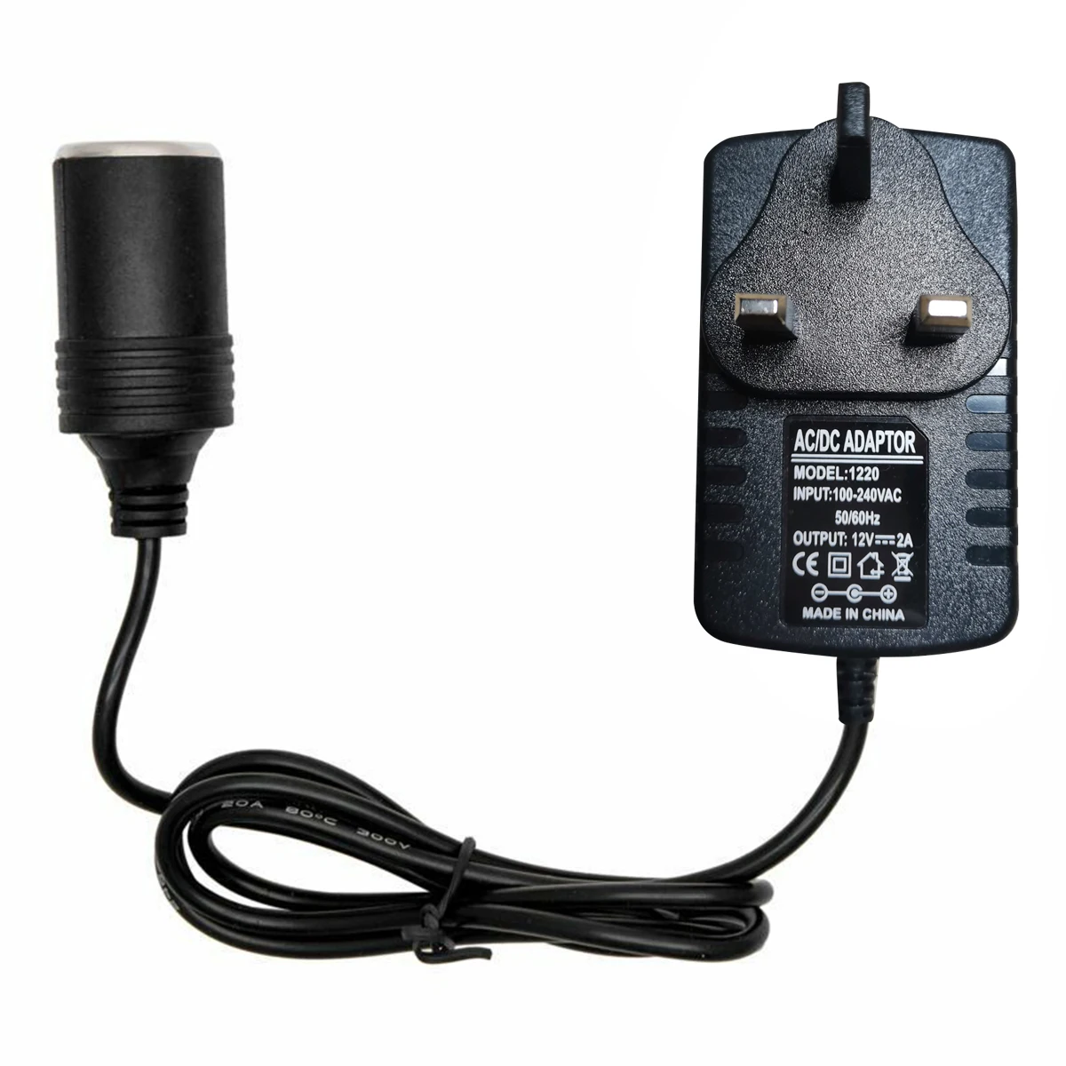 240V Mains Plug to 12V Socket Adapter 