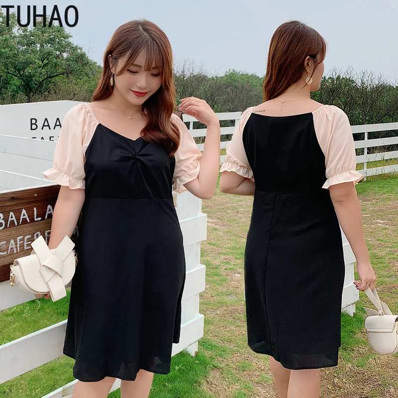TUHAO летние офисные женские платья размера плюс 4XL 3XL 2XL элегантные черные рабочие вечерние платья больших размеров