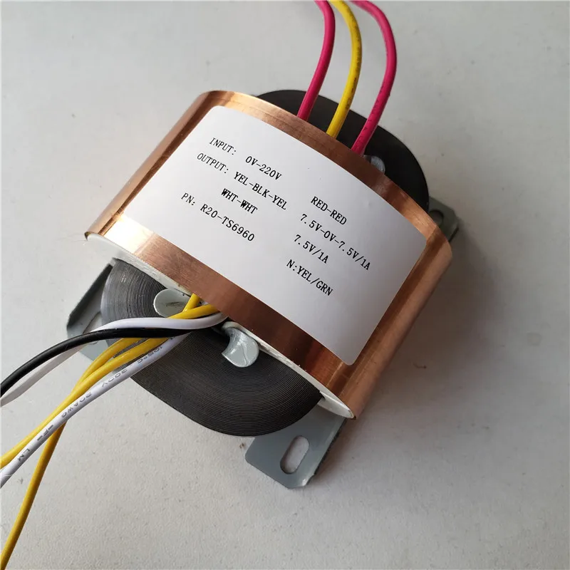  7.5V-0-7.5V 1A 7.5V 1A Transformer R Core R20 custom transformer 220V 25VA copper shield DAC pre-am