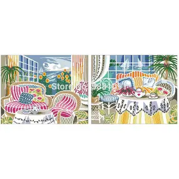 

Sunny living room patterns Counted Cross Stitch 11CT 14CT 18CT DIY Cross Stitch Kits Embroidery Needlework Sets home decor