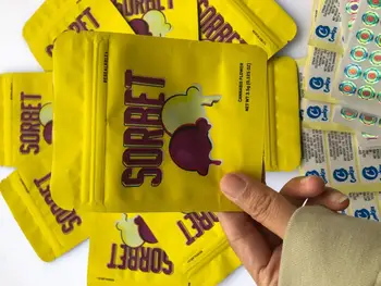 

Cookies Sorbet Yellow Bags Smell Proof Bags Local 3.5g Mylar Bags Empty Bag Hologram Stickers And Flavors Label uvtyj