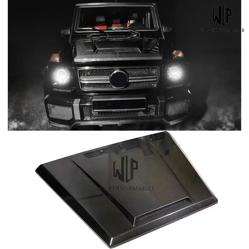W463 G Class G500 G65 двухсторонние отверстия для капота двигателя из углеродного волокна