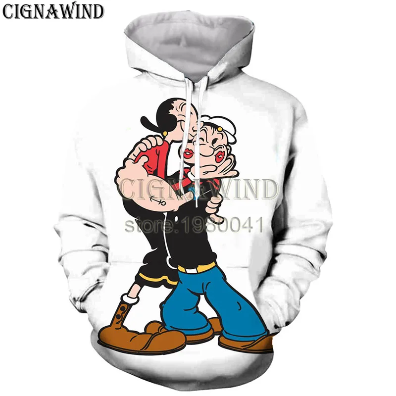 Новинка Харадзюку мультфильм аниме Popeye толстовки для мужчин и женщин толстовки с принтом 3d пуловер с капюшоном Повседневная Уличная одежда с капюшоном