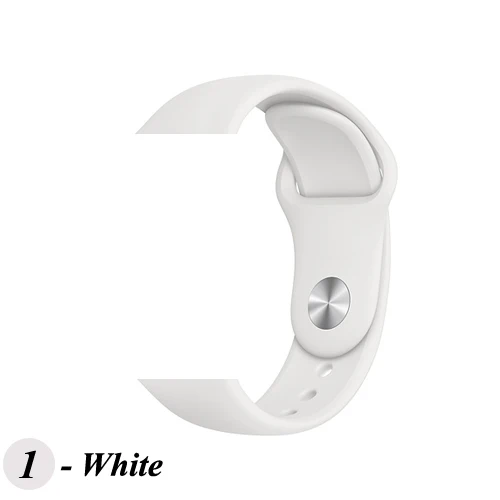 1-White Ремешок для Apple Watch 38 мм 42 мм iWatch 4 ремешок 44 мм 40 мм спортивный силиконовый мягкий браслет correa Apple watch 5 4 3 2 аксессуары - Цвет ремешка: 1-White