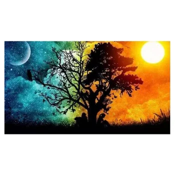 

Day and Night Landscape Drawing Diamond Painting Cross Stitch Decor Craft Gift