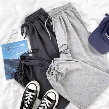 

mooirue harem pants simple lazy bundles drapey slim elastic waist comfortable plain casual sweatpants