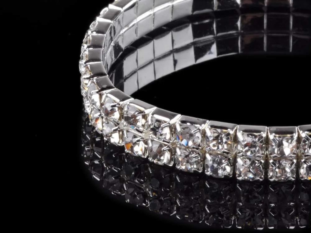 Imixlot Горячая Мода 4/5/8 со стразами в ряд Свадебные Браслет Bling Для женщин ювелирные изделия